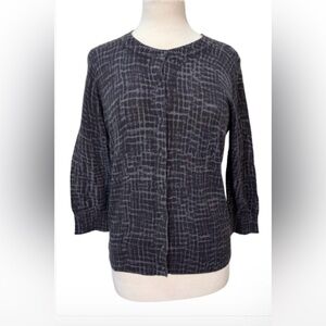 Size L LOFT NWT Black and Gray Patterned Cardigan
